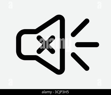 Speaker Mute Line Icon Loudspeaker Silent Ringer Silence Turn Off Broadcast Message Sound Music Volume Media Control Shutdown Black Sign Symbol Outlin Stock Vector