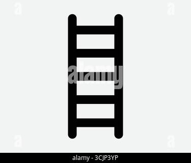 Step Ladder Black and White Icon. Graphic image of construction staircase stairs steps for climbing up to access utility work for home project Symbol Stock Vector