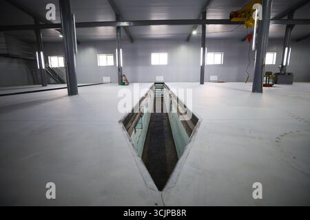 Empty factory interior warehouse building. High quality photo Stock Photo
