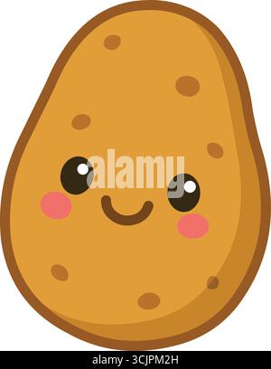 Kawaii cartoon illustration of a smiling potato Stock Vector