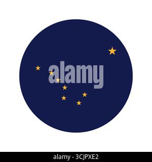 Alaska state flag icon. Alaska State circle flag button. Round flag of Alaska badge. Stock Vector