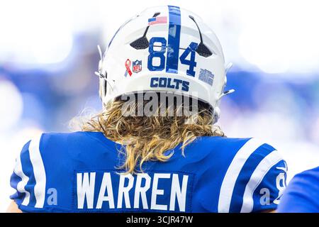 Colts Tight End Tyler Warren 84 Runs A Route During The Indiana Usa 07th Sep 2025 Colts Tight End Tyler Warren 84 During Pregame Of Nfl Game Against The Miami Dolphins At Lucas Oil Stadium In Indiana John Live News 3cjr47w