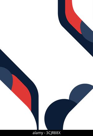 Abstract Graphic Design: Red and Dark Blue Curves on White Background Stock Vector