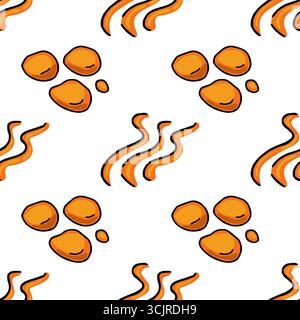 Seamless vector pattern with playful flowing rivers of magma and volcanic rocks, creating a cheerful and energetic design perfect for various applicat Stock Vector