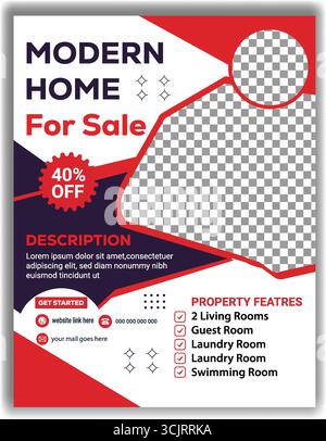 Contemporary Real Estate Flyer Layout Professional Property Promotion Vector Design Stock Vector