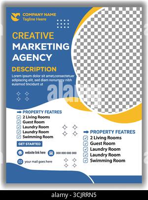 Stylish Marketing Agency Flyer Template Contemporary Advertising Vector Illustration Stock Vector