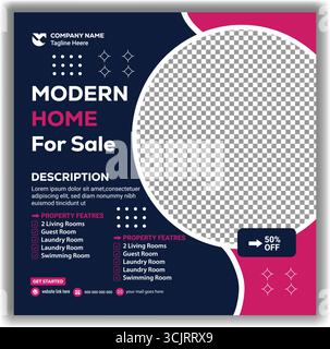 Elegant Real Estate Home Sale Promotion Social Media Banner Set  Vector Illustration Layout Stock Vector
