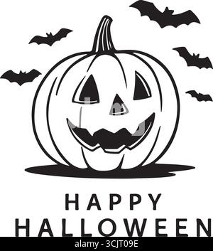 pumpkin with mugged for Halloween on a white background Stock Vector