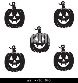 pumpkin with mugged for Halloween on a white background Stock Vector