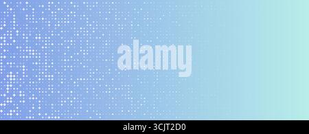 Light Blue Turquoice Medical Abstract Sparkling Pattern. Cyan Gradient Halftone Cross Background. Digital Glowing Effect Texture Grid Fades Sparkles Stock Vector