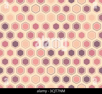 Abstract mosaic hexagon shapes background. Rounded hexagons mosaic cells with padding and inner solid cells. Hexagonal shapes. Stock Vector