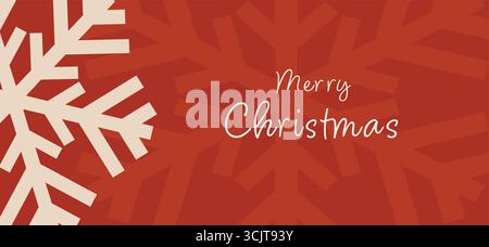Elegant Merry Christmas Greeting Card with Snowflake Design on Red Background Stock Vector