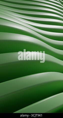 An abstract vertical wallpaper artwork with bright green curved 3D lines forming wave-like shapes, suitable for modern digital decoration, wallpapers, Stock Photo