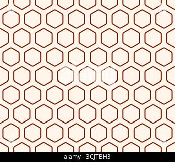 Mosaic background. Rust color on matching background. Bold rounded hexagons mosaic cells with padding. Hexagonal cells. Seamless pattern. Stock Vector