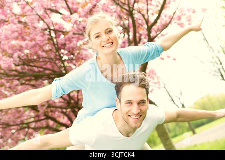 young couple with spring fever Stock Photo