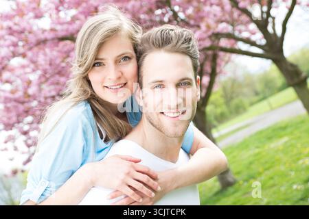 young couple with spring fever Stock Photo