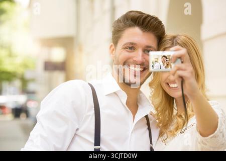 young couple taking a selfie Stock Photo