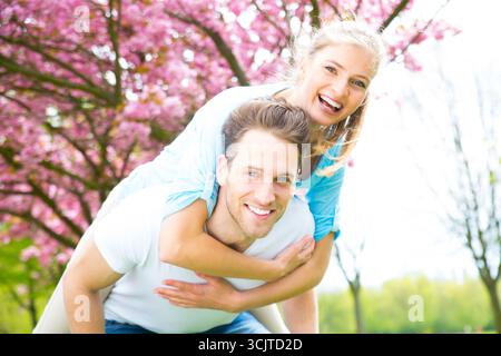 young couple with spring fever Stock Photo