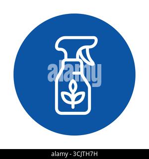 Minimalist icon of a cleaning spray bottle featuring an eco-friendly logo with a plant design. Ideal for promoting green cleaning products and househo Stock Vector
