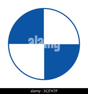 This geometric design features a circular shape divided into blue and white blocks, showcasing a modern and minimal aesthetic perfect for various crea Stock Vector