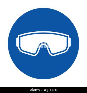 Simple yet effective graphic of safety glasses on a blue circle background. Ideal for use in safety training, awareness campaigns, and workplace mater Stock Vector