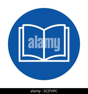 Simple open book icon set against a blue circle background, representing education and learning concepts with a clean and modern design. Perfect for d Stock Vector