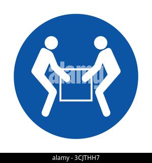 Visual representation of teamwork with two individuals lifting a box together. This icon symbolizes collaboration and cooperation in work tasks, empha Stock Vector