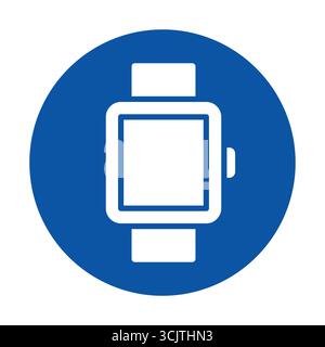 Simple smartwatch icon on a blue background, perfect for technology themes. Ideal for use in graphic design, health, and digital innovation projects. Stock Vector