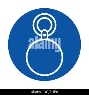 A simple white icon of a keychain set against a vibrant blue background. Perfect for modern design projects and digital applications. Stock Vector