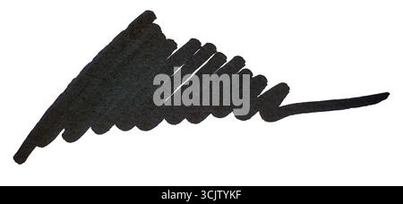 Hand-drawn black zigzag doodle isolated on a white background, rough ink texture with cut-out path. Stock Photo