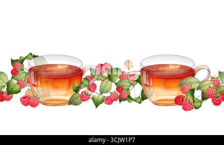 raspberry tea illustration Stock Photo - Alamy