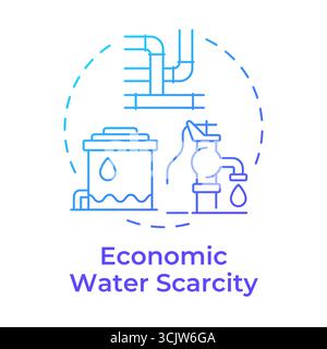 Economic water scarcity blue gradient concept icon Stock Vector