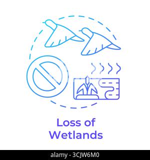 Loss of wetlands blue gradient concept icon Stock Vector