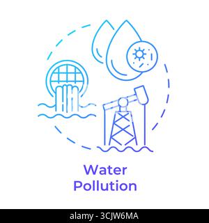Water pollution blue gradient concept icon Stock Vector