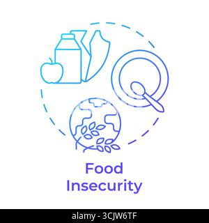 Food insecurity blue gradient concept icon Stock Vector