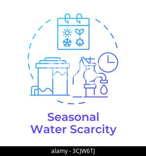 Seasonal water scarcity blue gradient concept icon Stock Vector