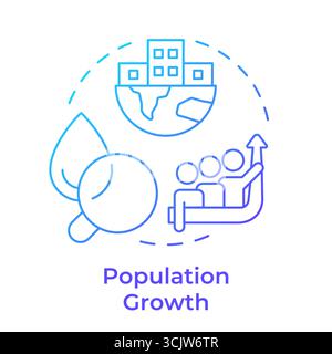 Population growth blue gradient concept icon Stock Vector