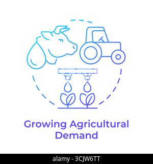 Growing agricultural demand blue gradient concept icon Stock Vector