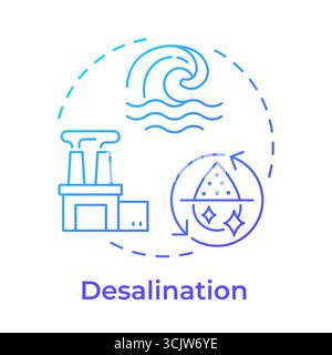 Desalination blue gradient concept icon Stock Vector