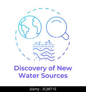 Discovery of new water sources blue gradient concept icon Stock Vector