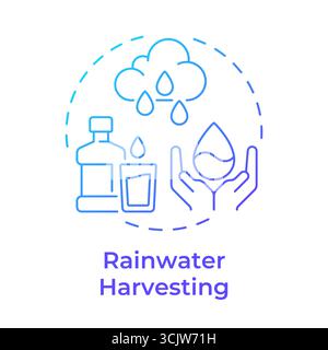 Rainwater harvesting blue gradient concept icon Stock Vector
