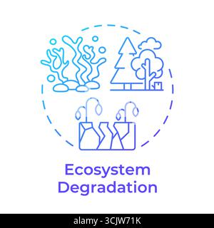 Ecosystem degradation blue gradient concept icon Stock Vector