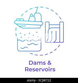 Dams and reservoirs blue gradient concept icon Stock Vector