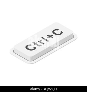 keyboard button Ctrl+C symbolizing copy command. Ideal for computer graphics, digital design, office workflow, shortcuts, and IT projects. Clean minim Stock Vector