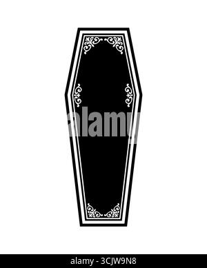 coffin in minimal style, symbol of death, funeral, gothic and Halloween design. Perfect for horror, dark projects, and memorial themes. Stock Vector