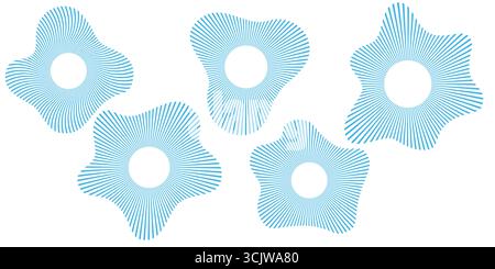 Soundwave ripple icons in concentric circle patterns with broken lines. Round speaker, wifi signal, radar beat, and audio vibration signs for Stock Vector