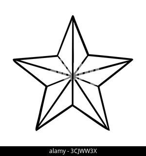A simple geometric star shape with five points, outlined in black. The design is minimalistic and suitable for various decorative purposes. Stock Vector