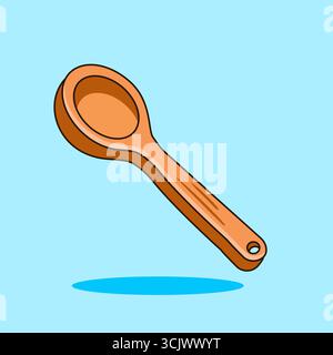 Wooden Spoon on a Light Blue Background Vector Illustration Cartoon Design Stock Vector
