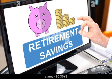 Retirement savings concept shown on a computer screen Stock Photo