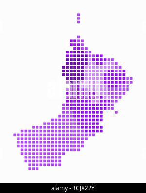 Oman dotted map. Digital style map of the country on white background. Oman shape with square dots. Colored dots style. Large size squares. Stock Vector